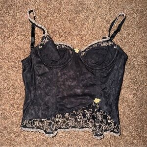 Felina Black Corset with Floral Lace